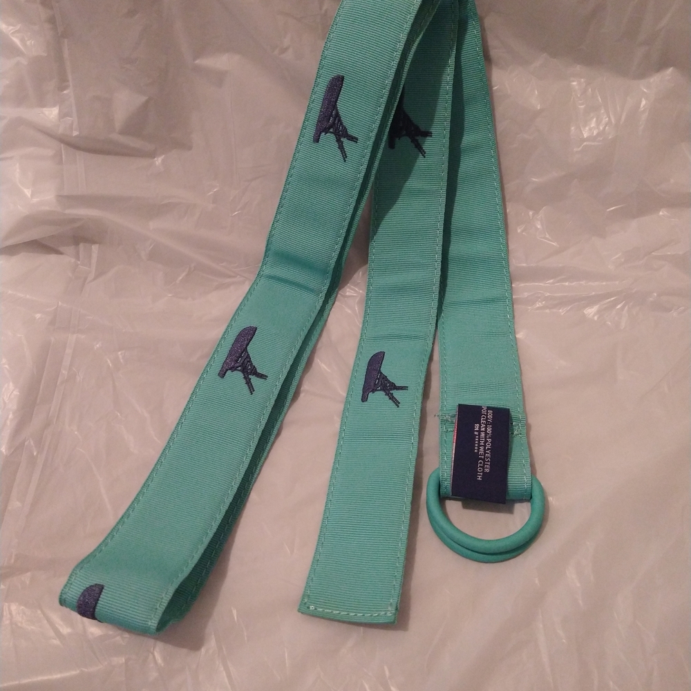 Vineyard Vines Aqua Belt with Whale Motif